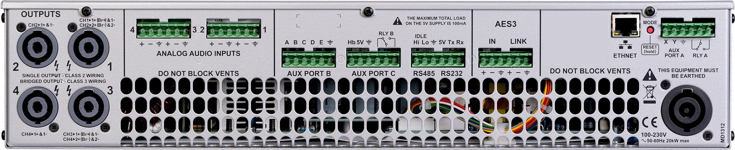 Pioneer Pro Audio LR-44C20 4-Channel X 3000W @4Ω Installation Amplifier DSP Class D 70/100V