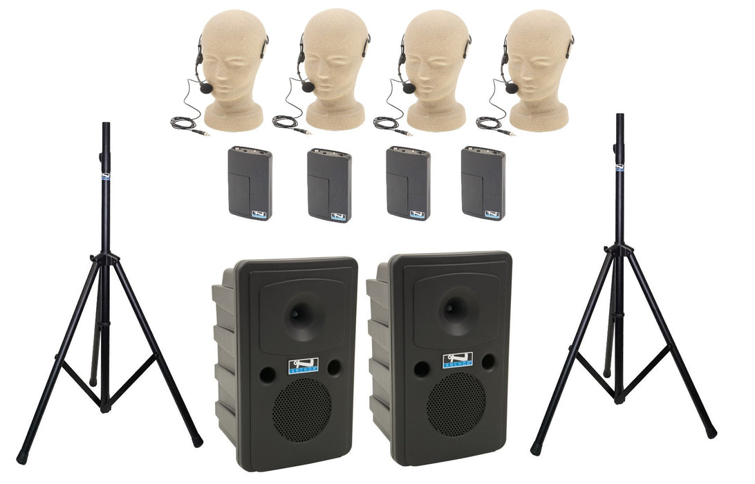 Anchor Audio Go Getter Pair (XU4,RU2), Anchor-Air & 4 wireless mics: Beltpack/Collar WB-LINK & CM-LINK & stands