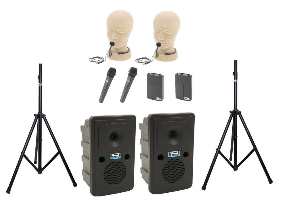 Anchor Audio Go Getter Pair (XU4,RU2), Anchor-Air & 4 wireless mics: Beltpack/Collar WB-LINK & CM-LINK & stands