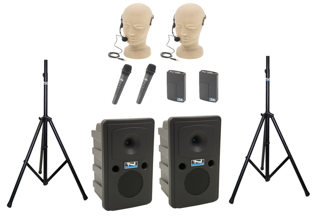 Anchor Audio Go Getter Pair (XU4,RU2), Anchor-Air & 4 wireless mics: Beltpack/Collar WB-LINK & CM-LINK & stands