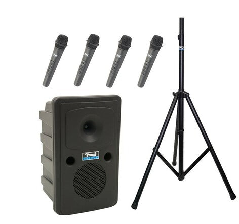 Anchor Audio Go Getter (U4), Anchor-Air & 4 wireless mics: Beltpack/Lapel WB-LINK & LM-LINK & stand