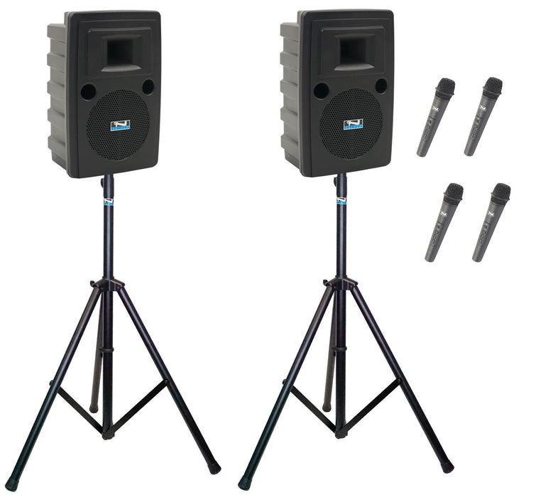 Anchor Audio Liberty Pair (U4, COMP), 4 wireless mics: Beltpack/Headband WB-LINK & HBM-LINK, speaker cable & stands