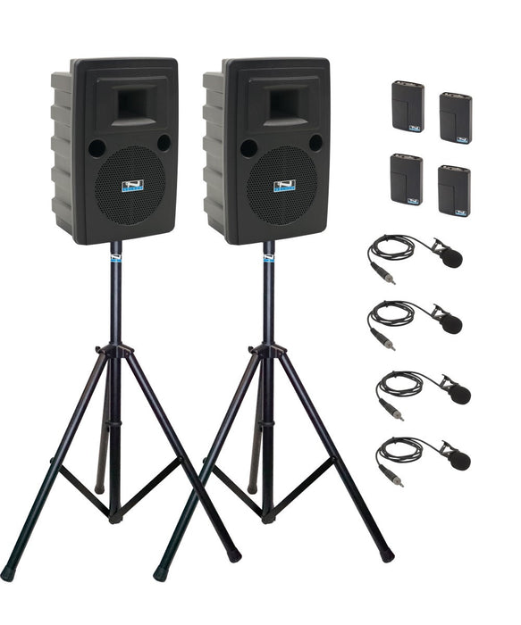 Anchor Audio Liberty Pair (U4, COMP), 4 wireless mics: Beltpack/Headband WB-LINK & HBM-LINK, speaker cable & stands