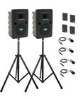 Anchor Audio Liberty Pair (U4, COMP), 4 wireless mics: combo Handheld WHLINK / Beltpack/Lapel WB-LINK & LM-LINK, speaker cable & stands