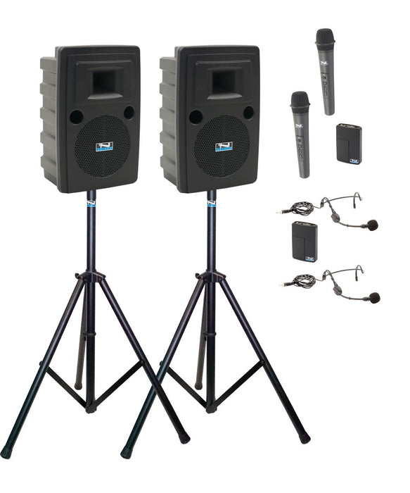 Anchor Audio Liberty Pair (U4, COMP), 4 wireless mics: Beltpack/Headband WB-LINK & HBM-LINK, speaker cable & stands