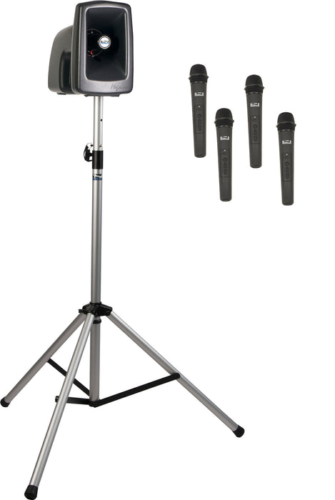 Anchor Audio MegaVox Pair (U4, COMP), 4 Wireless Mics: Handheld WH-LINK & stands