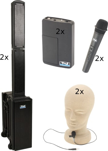 Anchor Audio Beacon Pair (XU4,RU2), Anchor-Air & 4 Wireless Mics: Combo 
Handheld WH-LINK / Beltpack/Lapel WB-LINK & LM-LINK