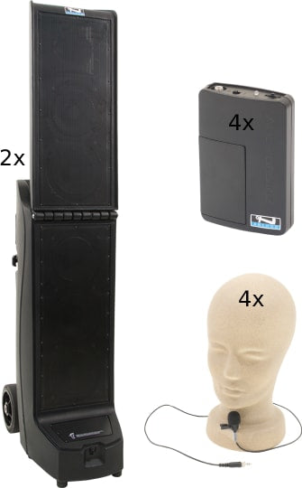 Anchor Audio Bigfoot AIR XR4 Bigfoot Pair (XU4,R), Anchor-Air & 4 wireless mics: Beltpack/Lapel WB-LINK & LM-LINK