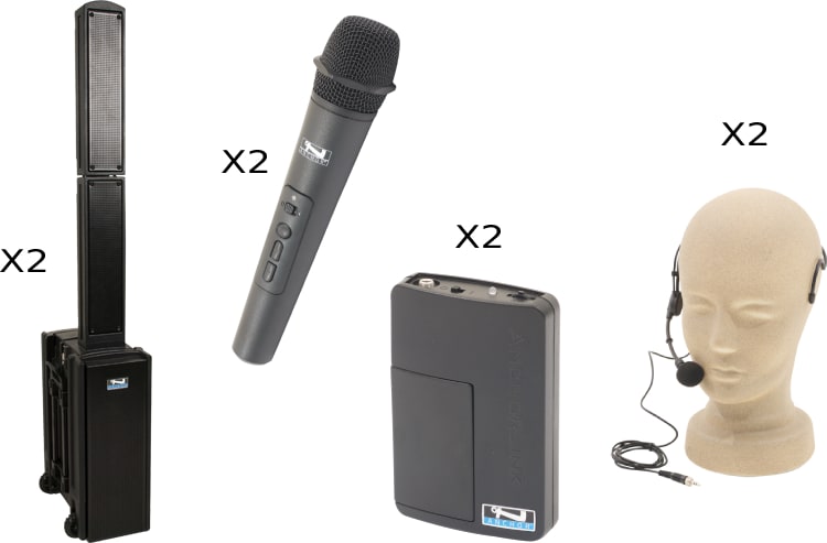 Anchor Audio Beacon Pair (XU4,R), Anchor-Air & 4 Wireless Mics: Combo 
Handheld WH-LINK / Beltpack/Headband WB-LINK & HBM-LINK