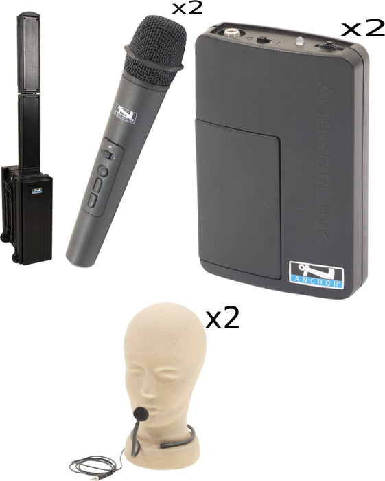 Anchor Audio Beacon System 4 Beacon (U4) & 4 wireless mics: combo Handheld WH-LINK / Beltpack/Collar WB-LINK & CM-LINK