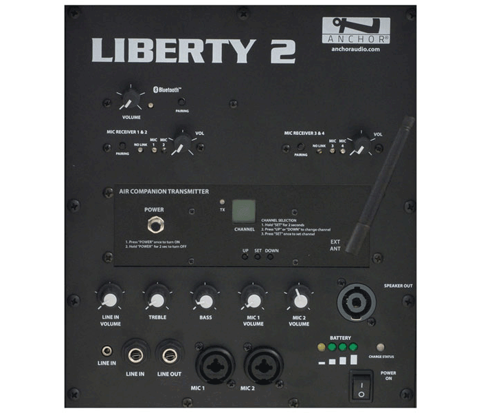 Anchor Audio Liberty Pair (XU4, AIR), Anchor-Air & 4 wireless mics: combo Handheld WH-LINK / Beltpack/Collar WB-LINK & CM-LINK & stands