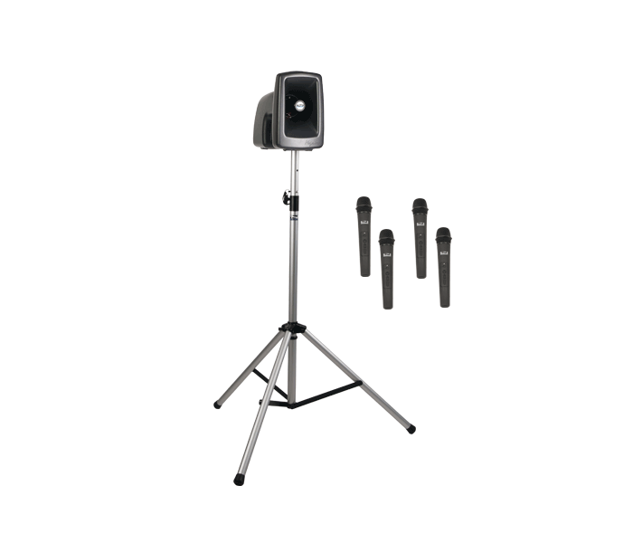 Anchor Audio MegaVox (U4), 4 wireless mics: combo Handheld WH-LINK / Beltpack/Lapel WB-LINK & LM-LINK & stand