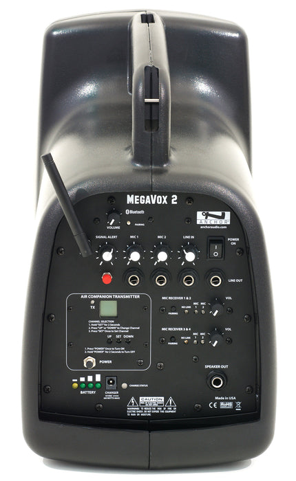 Anchor Audio Megavox, Bluetooth, Anchor-Air cablefree network transmitter & Anchor-Link 4 wireless mic capacity