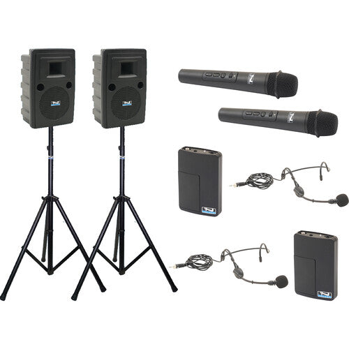Anchor Audio XR4 Liberty Pair (XU4,RU2), Anchor-Air & 4 wireless mics: Beltpack/Headband WB-LINK & HBM-LINK & stands