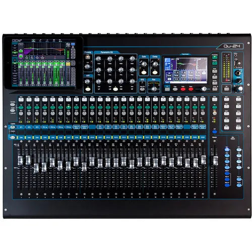 Allen & Heath AH-QU-24C 24 Channel Digital Mixer,24 Mic/Line + 3 stereo, 100mm Motorized Faders, 20 Mix Outputs, Network Port 5.5" Touch Screen