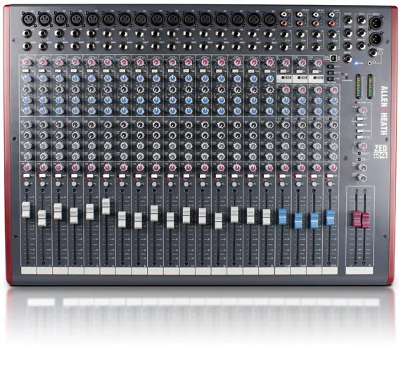 Allen & Heath AH-ZED24 16 mic/line + 3 stereo, 4 aux sends, 3 band swept mid EQ. 2 x 2 USB, I/O 100mm faders