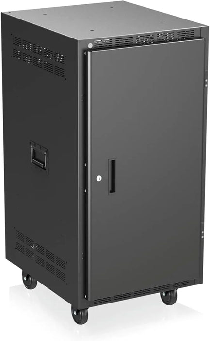 Atlas Sound RX21-30SFD 30 inch Deep, 21RU Mobile Equipment Rack Includes: Casters, Side Handles, and Solid Doors