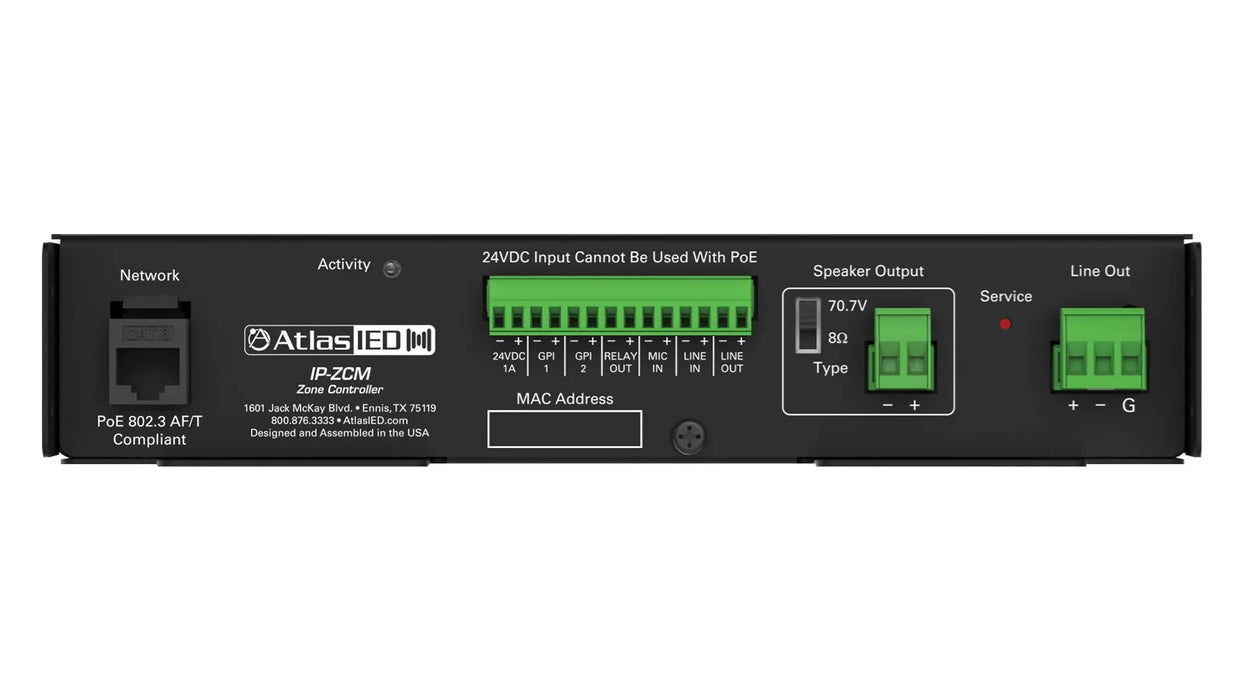 Atlas Sound IP-ZCM2RMK Dual PoE+ IP Addressable IP-to-Analog Gateways with Integrated Amplifier and Rack Mount Kit