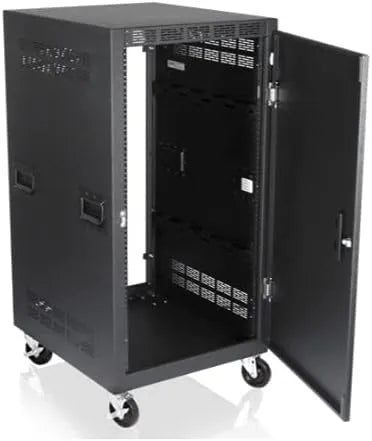 Atlas Sound RX21-30SFD 30 inch Deep, 21RU Mobile Equipment Rack Includes: Casters, Side Handles, and Solid Doors