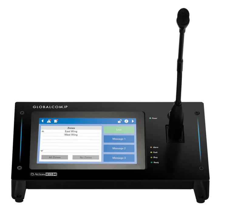 Atlas Sound IPCSDTOUCH-G GLOBALCOM®.IP Touch Screen Digital Communication Station with Dante™ Message Channels with Gooseneck Microphone