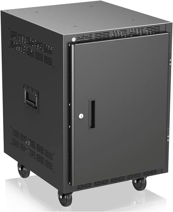 Atlas Sound RX14-30SFD 30 inch Deep, 14RU Mobile Equipment Rack Includes: Casters, Side Handles, and Solid Doors