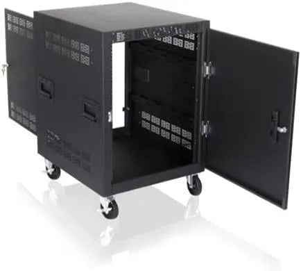 Atlas Sound RX14-30SFD 30 inch Deep, 14RU Mobile Equipment Rack Includes: Casters, Side Handles, and Solid Doors