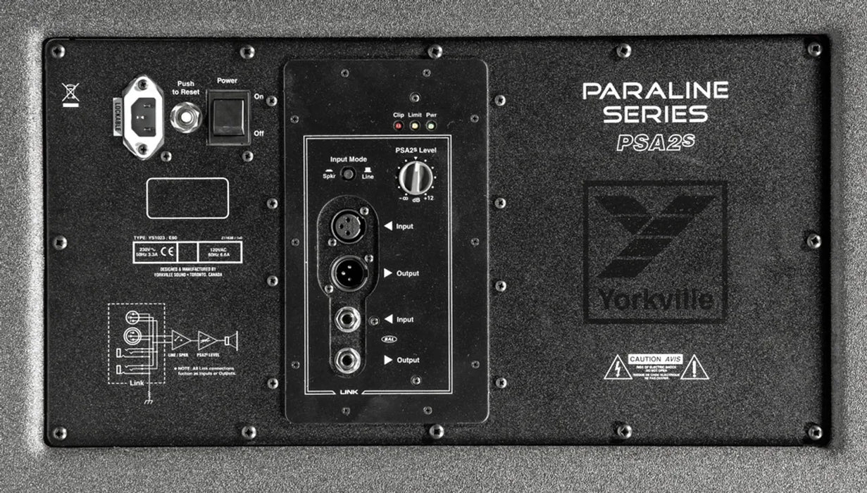 Yorkville Sound PSA2S Paraline & ParaSource Series 4800 Watts 15" Dual Active Bass Reflex Subwoofer, Black